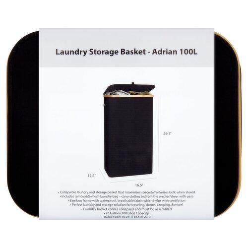 Hennez Black Adrian 100L Laundry Storage Basket