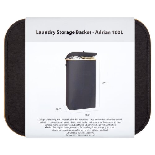 Hennez Grey Adrian 100L Laundry Storage Basket