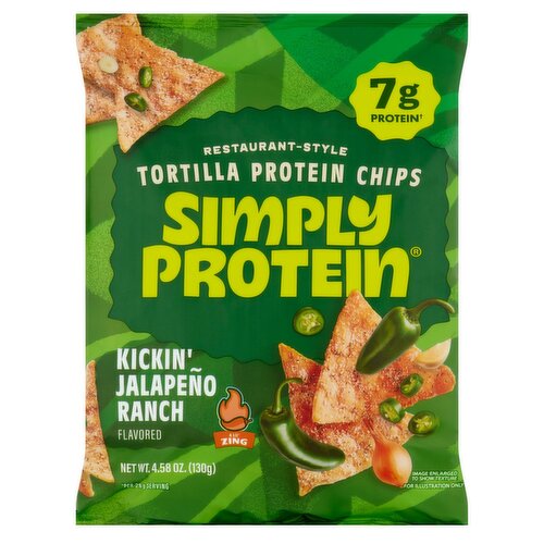 Simply Protein Restaurant-Style Kickin' Jalapeño Ranch Flavored Tortilla Protein Chips, 4.58 oz