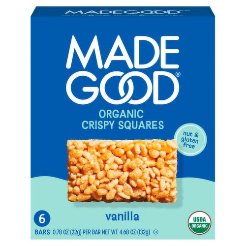 MadeGood Vanilla Organic Crispy Squares, 0.78 oz, 6 count