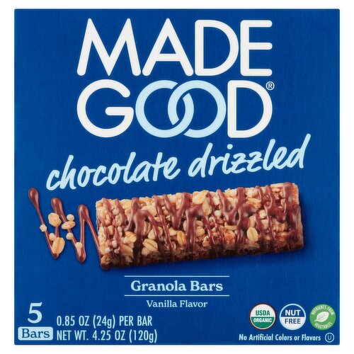 Made Good Vanilla Flavor Chocolate Drizzled Granola Bars, 0.85 oz, 5 count