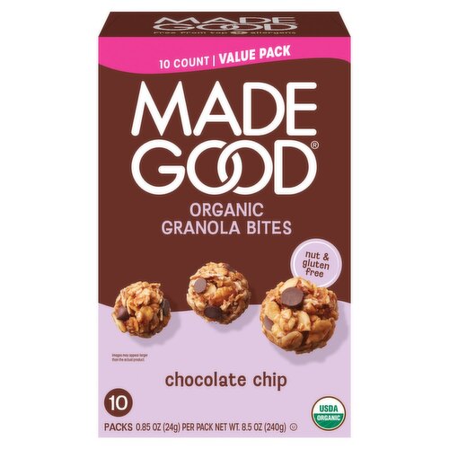 Made Good Organic Chocolate Chip Granola Bites Value Pack, 0.85 oz, 10 count