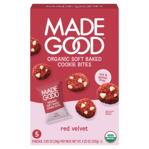 MadeGood Red Velvet Organic Soft Baked Cookie Bites, 0.85 oz, 5 count