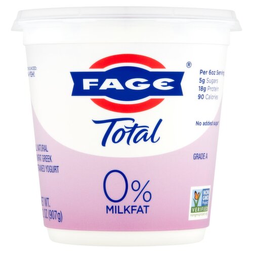 Fage Total 0% Milkfat All Natural Nonfat Greek Strained Yogurt, 32 oz