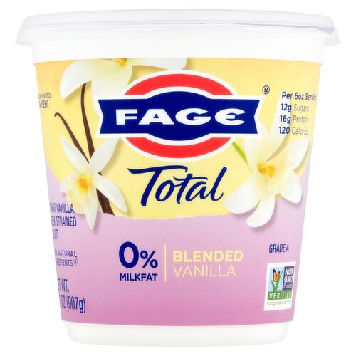 Fage Total Blended Vanilla Nonfat Greek Strained Yogurt, 32 oz