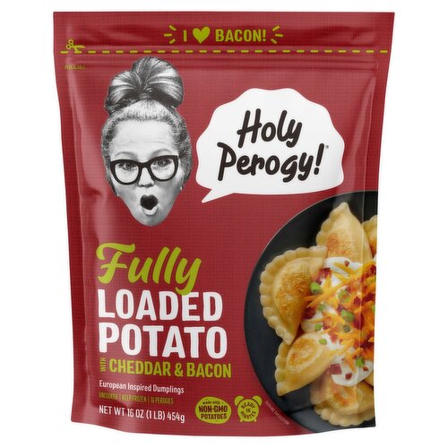 Holy Perogy! Fully Loaded Potato with Cheddar & Bacon Perogies, 16 count, 16 oz