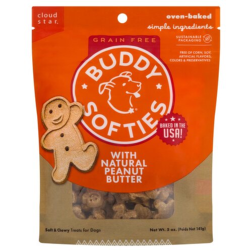 Cloud Star Buddy Softies with Natural Peanut Butter Treats for Dogs, 5 oz