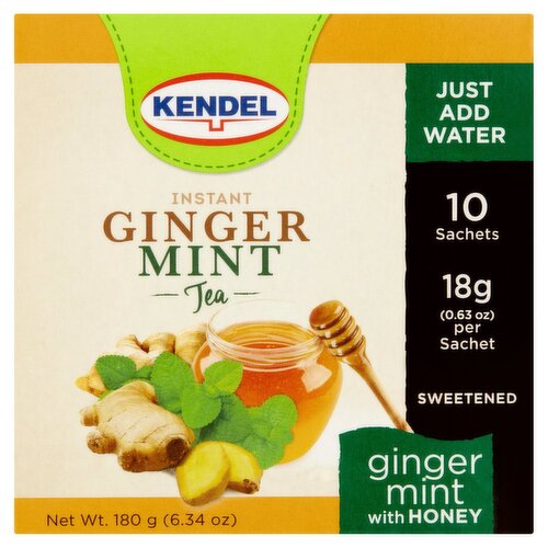 Kendel Instant Ginger Mint with Honey Tea, 0.63 oz, 10 count