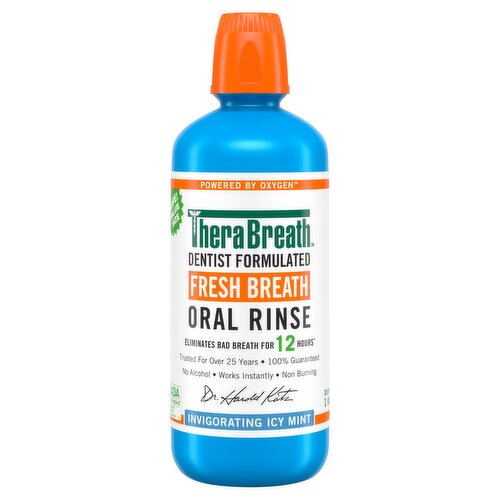 TheraBreath Invigorating Icy Mint Fresh Breath Oral Rinse Value Size, 33.8 fl oz