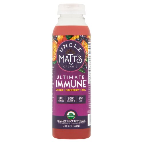 Uncle Matt's Organic Ultimate Immune Orange + Elderberry + Zinc Juice Beverage, 12 fl oz