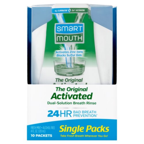 SmartMouth The Original Activated Dual-Solution Breath Rinse Single Packs, 4 fl oz, 10 count