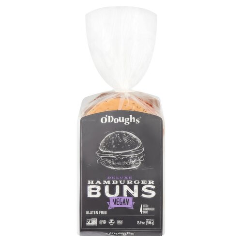 O'Doughs Deluxe Vegan Gluten Free Hamburger Buns, 4 count, 13.9 oz