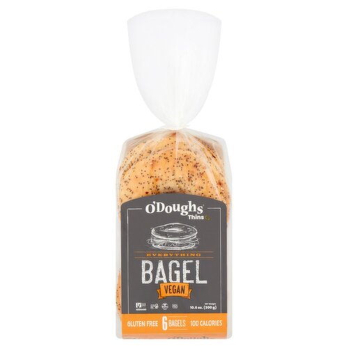O'Doughs Thins Everything Vegan Gluten Free Bagels, 6 count, 10.6 oz