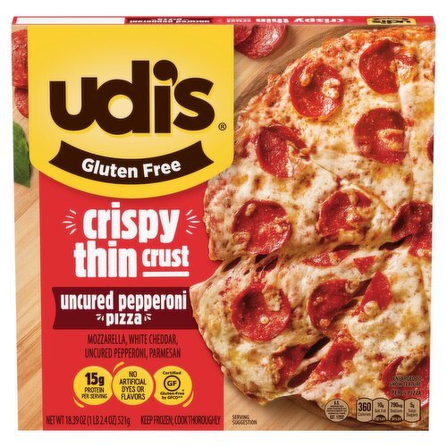 Udi's Gluten Free Crispy Thin Crust Uncured Pepperoni Pizza, 18.39 oz