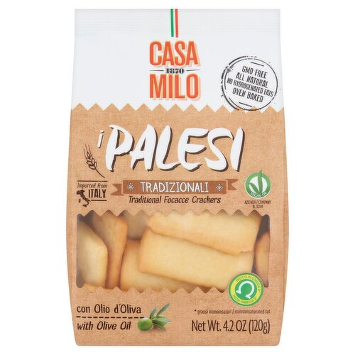 Casa Milo Palesi Traditional Focacce Crackers with Olive Oil, 4.2 oz