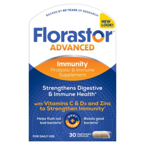 Florastor Advanced Immunity Probiotic & Immune Supplement, 30 count