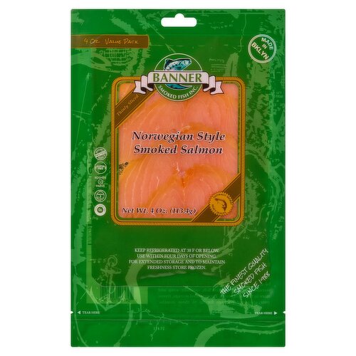 Banner Smoked Fish Inc. Thinly Sliced Norwegian Style Smoked Salmon Value Pack, 4 oz