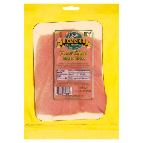 Banner Smoked Fish Inc. Finest Sliced Salty Lox, 3 oz