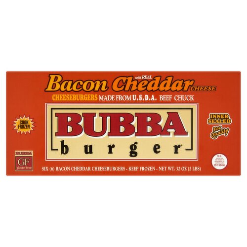 Bubba Burger Bacon Cheddar Cheeseburgers, 6 count, 32 oz