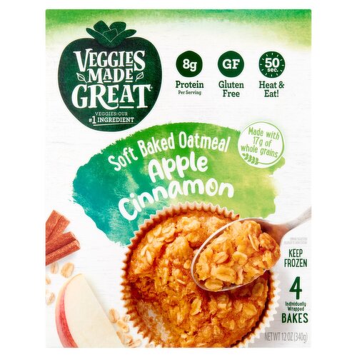 Veggies Mades Great Apple Cinnamon Soft Baked Oatmeal, 12 oz, 4 count