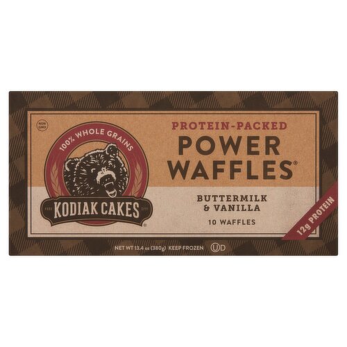 Kodiak Cakes Power Waffles Buttermilk & Vanilla Waffles, 10 count, 13.4 oz