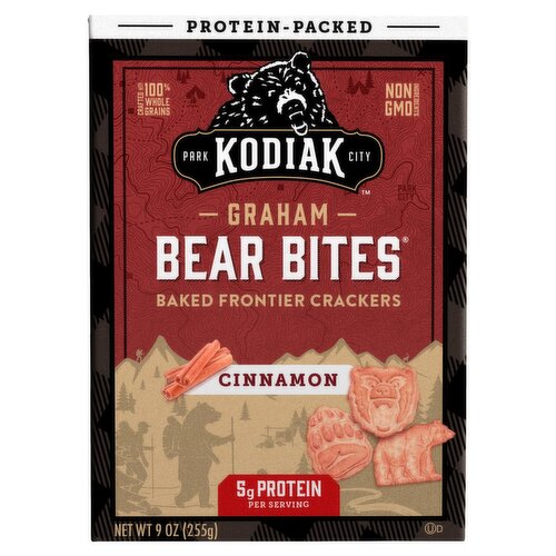 Kodiak Cakes Bear Bites Cinnamon Graham Baked Frontier Crackers, 9 oz