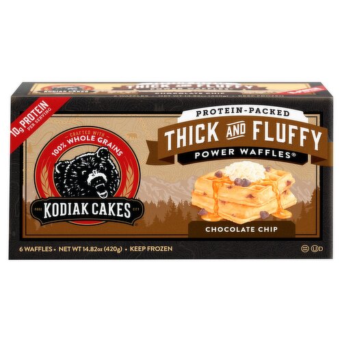 Kodiak Thick & Fluffy Toaster Waffles Chocolate Chip, 6ct, 14.82oz