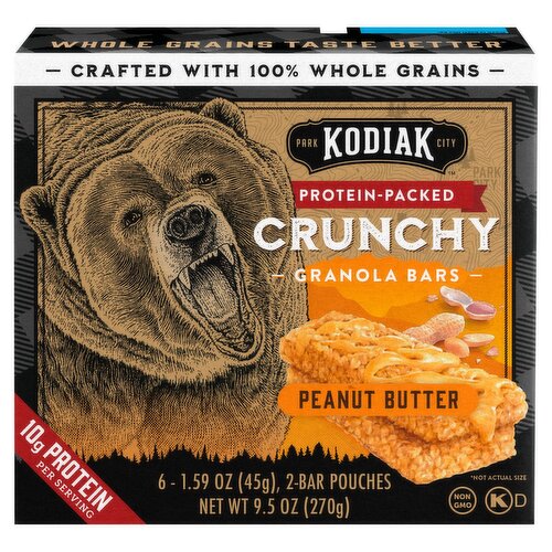 Kodiak Cakes Protein-Packed Peanut Butter Crunchy Granola Bars, 1.59 oz, 6 count