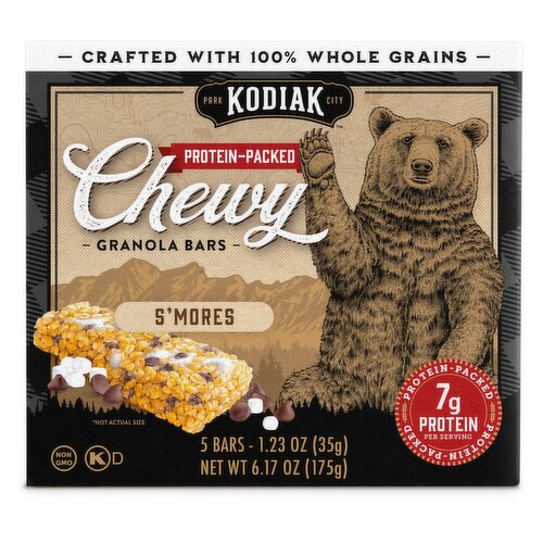 Kodiak Cakes Protein-Packed S'mores Chewy Granola Bars, 1.23 oz, 5 count