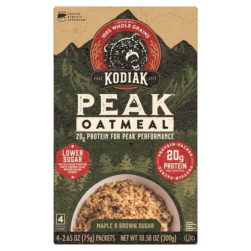 Kodiak Maple & Brown Sugar Peak Oatmeal, 2.65 oz, 4 count