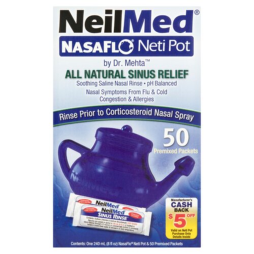 NeilMed NasaFlo Neti Pot All Natural Sinus Relief Kit