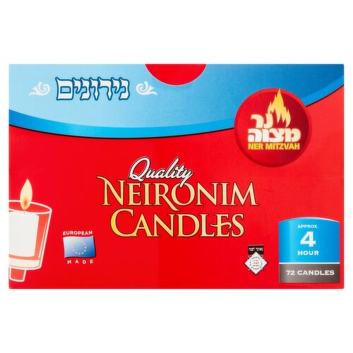 Ner Mitzvah Quality Neironim Candles, 72 count