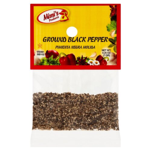 Mimi's Products Ground Black Pepper, 0.25 oz