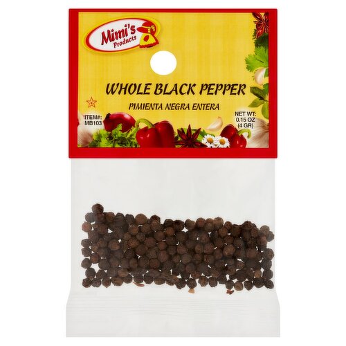 Mimi's Products Whole Black Pepper, 0.15 oz