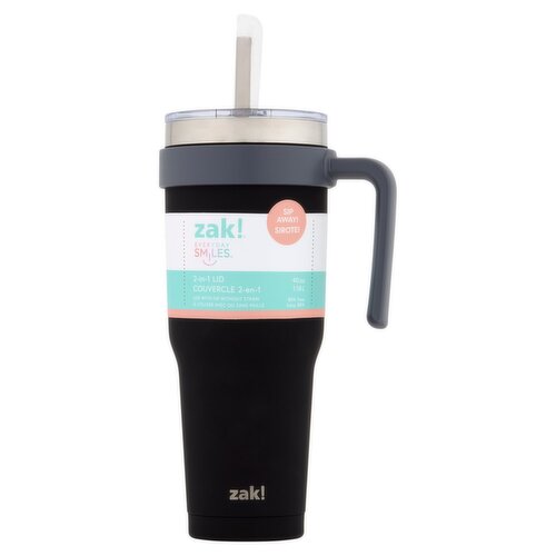 Zak! Everyday Smiles 40 oz 2-in-1 Lid Straw Tumbler