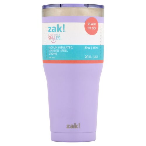 Zak! Everyday Smiles 30 oz Vacuum Insulated, Stainless Steel Strong Tumbler