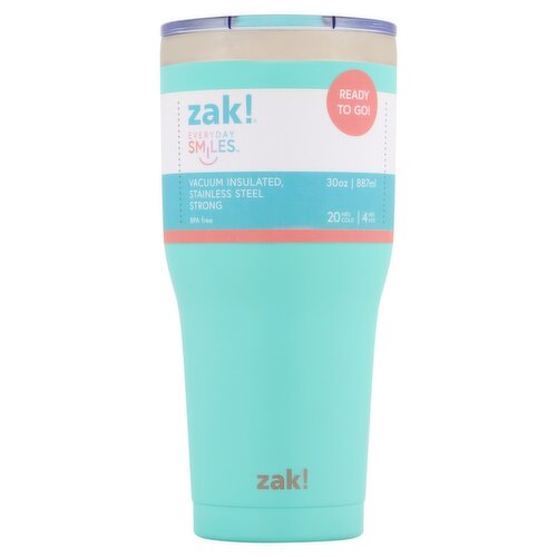 Zak! Everyday Smiles Vacuum Insulated Stainless Steel Strong 30 oz Tumbler
