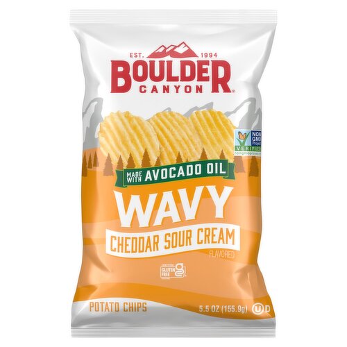 Boulder Canyon Wavy Cheddar Sour Cream Flavored Potato Chips, 5.5 oz