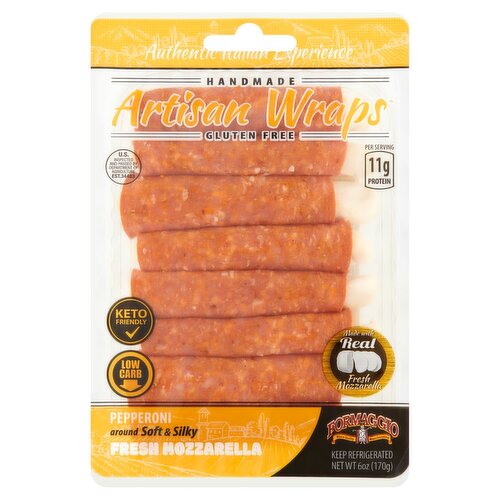 Formaggio Pepperoni Fresh Mozzarella Artisan Wraps, 6 oz