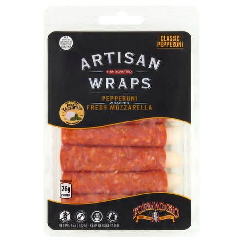 Formaggio Artisan Wraps Pepperoni Wrapped Fresh Mozzarella, 5 oz