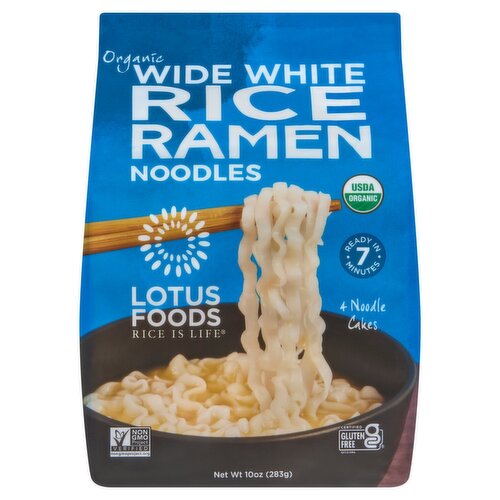 Lotus Foods Organic Wide White Rice Ramen Noodles, 4 count, 10 oz