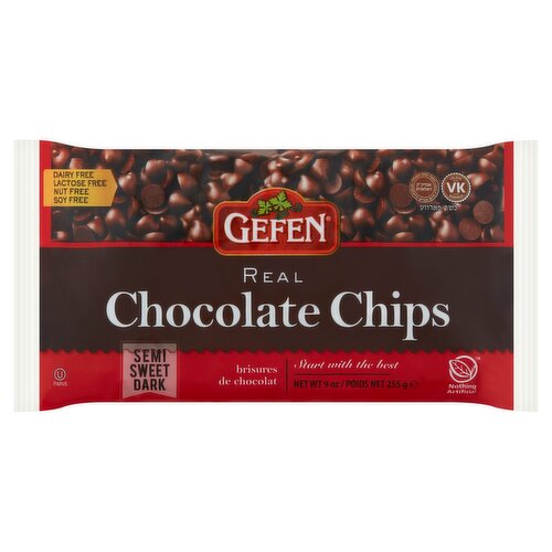 Gefen Semi Sweet Dark Real Chocolate Chips, 9 oz