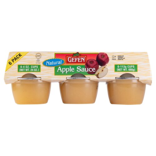 Gefen Natural Apple Sauce, 4 oz, 6 count