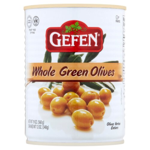 Gefen Whole Green Olives, 19 oz