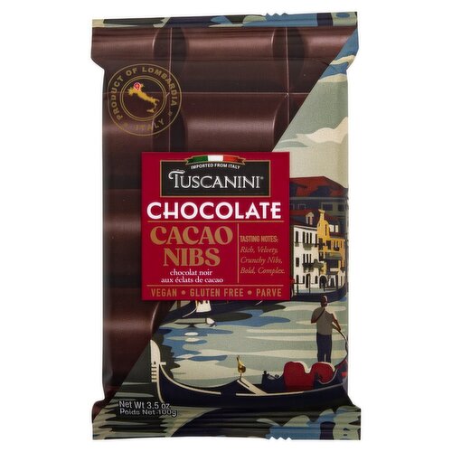Tuscanini Cacao Nibs Chocolate, 3.5 oz