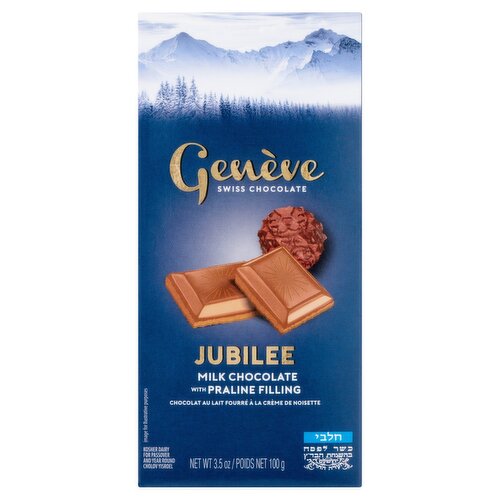 Genève Jubilee Swiss Milk Chocolate with Praline Filling, 3.5 oz