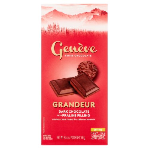 Genève Grandeur Swiss Dark Chocolate with Praline Filling, 3.5 oz