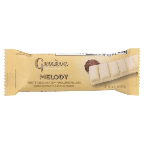 Genève Melody Swiss White Chocolate with Praline Filling, 1.06 oz