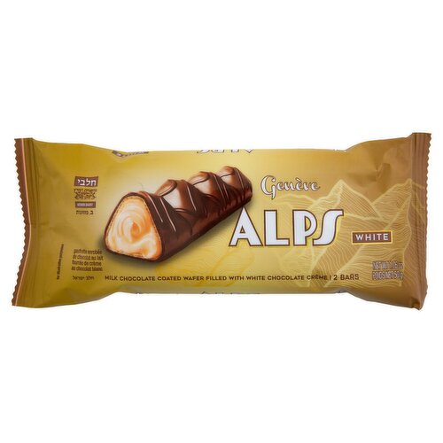 Genève Alps White Milk Chocolate Coated Wafer Filled with Chocolate Crème Bars, 2 count, 1.76 oz