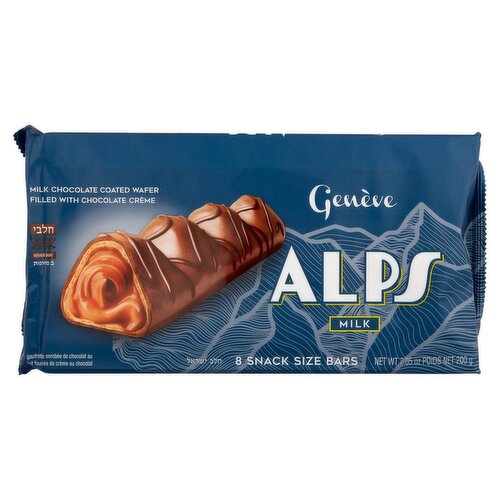 Genève Alps Milk Chocolate Coated Wafer Filled with Chocolate Crème Bars, 8 count, 7.05 oz